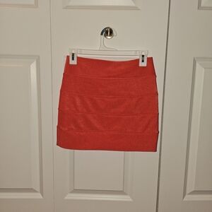 Papaya Flamingo Pink Bandage Mini Skirt